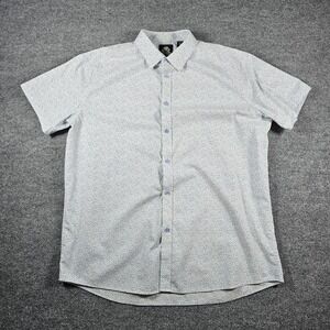English Laundry Mens XXL White Blue Geometric Dot Short Sleeve Button Down Shirt
